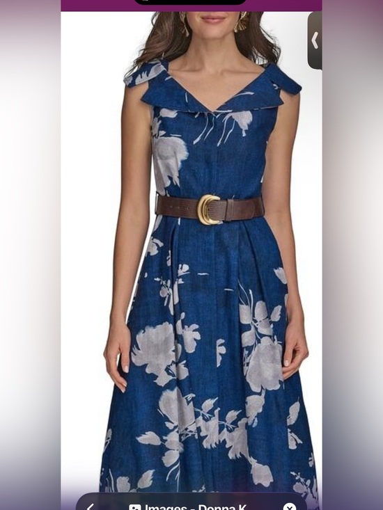 Donna Karan Dresses & Skirts - Donna Karan Blue Floral Sleeveless Midi Dress